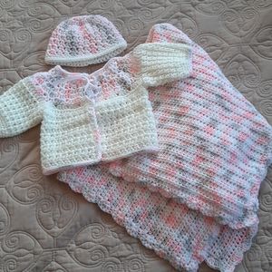 Baby Blanket, Sweater and Hat Set